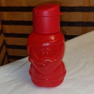 Tupperware Santa Clause Water Bottle with Flip Top Seal Holiday Red